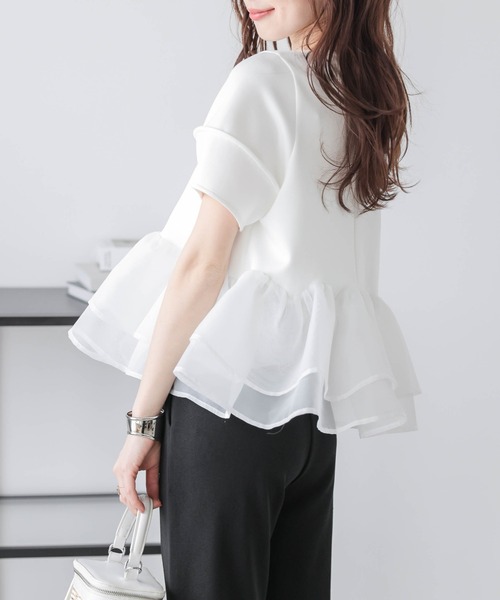 INGEBORG 豪華フリルシアートップス 日本製 フリーサイズ ヴィンテージ① SUGAR BISKET（シュガービスケット） シアーフリルドッキングトップス