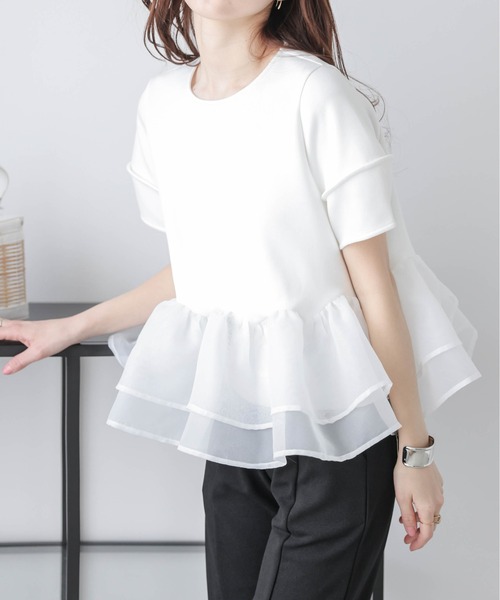 トップス Shunk1 SUGAR BISKET シアーフリルドッキングトップス レディース