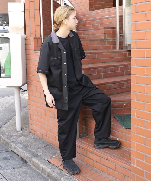 HILTON ボウリングシャツシャツ L 70's Hilton ヒルトン ボーリングシャツ 半袖 グリーン USA製