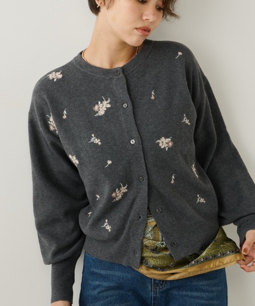 Unitage（ユニテージ） カーディガン フラワー刺繍カーディガン