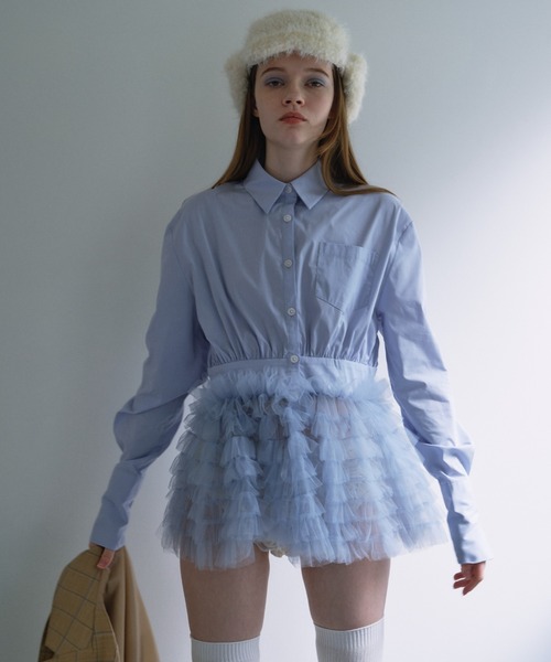ブラウス シャツ tulle peplum shirt レディース