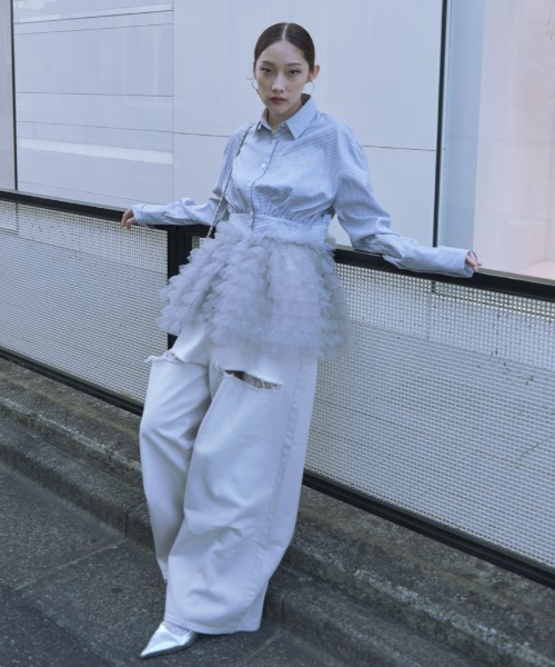 HONEY MI HONEY（ハニーミーハニー） ブラウス シャツ tulle peplum