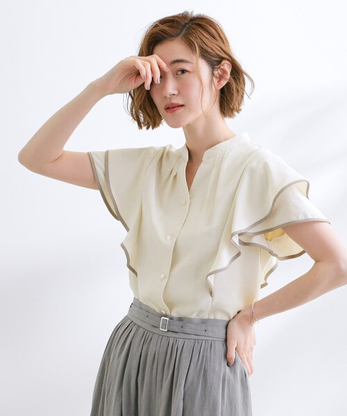 grove（グローブ） ブラウス シャツ 「さらりと着られる」多機能フリル