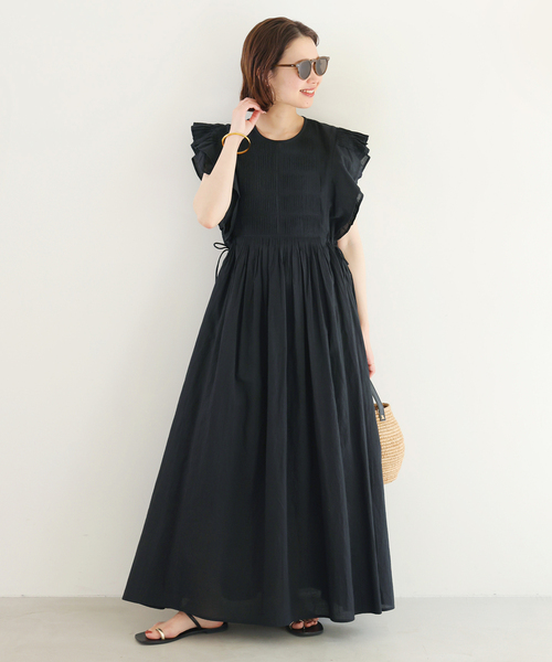 美品 SLOBE IENA リネン ブレンド ノースリーブ ワンピース ブラック SLOBE IENA 「SLOBE IENA」 ノースリーブワンピース - ブラック