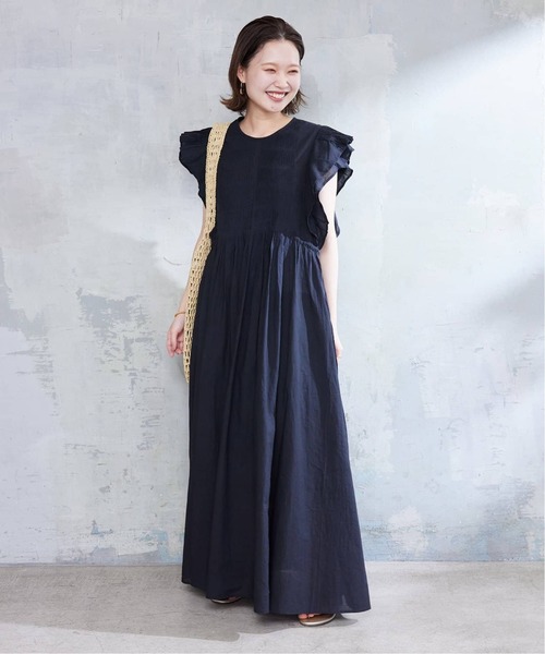 美品 SLOBE IENA リネン ブレンド ノースリーブ ワンピース ブラック SLOBE IENA 「SLOBE IENA」 ノースリーブワンピース - ブラック