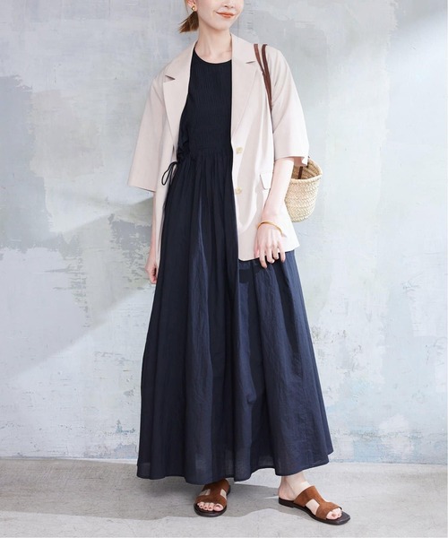 美品 SLOBE IENA リネン ブレンド ノースリーブ ワンピース ブラック SLOBE IENA 「SLOBE IENA」 ノースリーブワンピース - ブラック