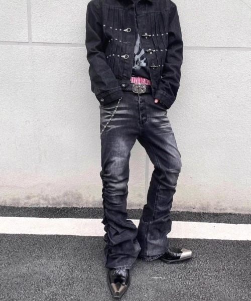 FreeZone ジーンズ Y2Kギャザー フレアシルエットヴィンテージデニム