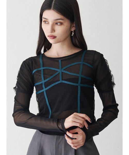 tシャツ コードビスチェデザインレイヤードトップス レディース