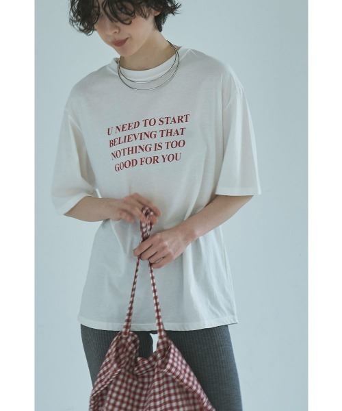 tシャツ MESSAGE PRINT OVERSIZED TEE レディース
