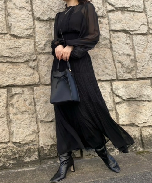 FRAY I.D / 長袖ワンピース/0/ポリエステル/BLK/FWFO221045 FRAY I.D（フレイ・アイディー） 長袖ワンピース 1 ブラック