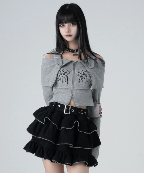 LAZYSLAY ショルダーベルトジップニット LAZYSLAY ニット セーター ショルダーベルトジップニット レディース