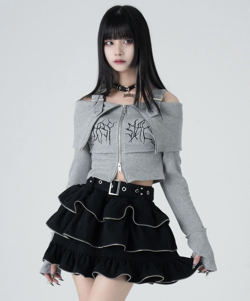 LAZYSLAY ショルダーベルトジップニット LAZYSLAY ニット セーター ショルダーベルトジップニット レディース