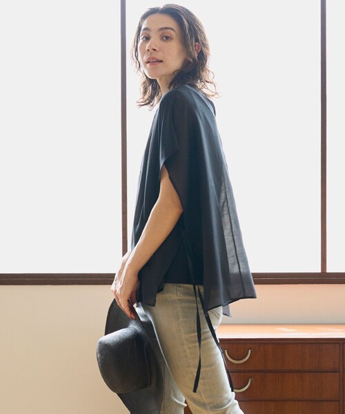 「UNFILO」 半袖ブラウス SMALL ブラック レディース_画像2