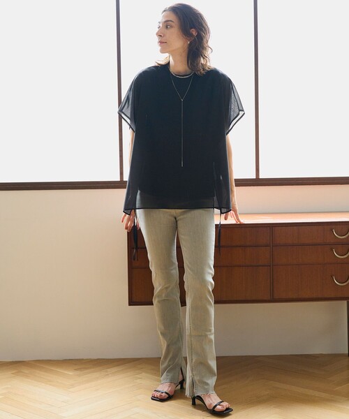 「UNFILO」 半袖ブラウス SMALL ブラック レディース_画像4