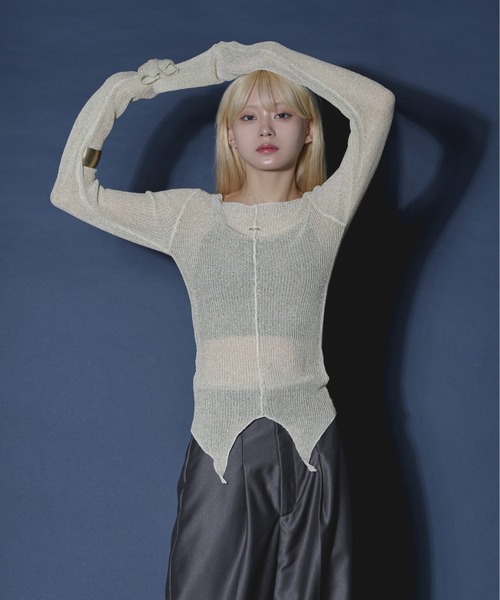 「Ezick」 長袖ニット FREE ネイビー レディース_画像3