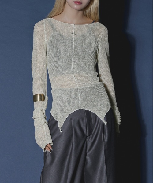 「Ezick」 長袖ニット FREE ネイビー レディース_画像4