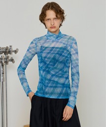MAISON SPECIAL（メゾンスペシャル） tシャツ Plaid Mesh Tops