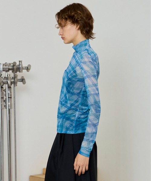 メゾンスペシャル トップス MAISON SPECIAL（メゾンスペシャル） tシャツ Plaid Mesh Tops