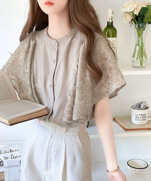 「mily bilet」 半袖ブラウス MEDIUM アイボリー レディース_画像6