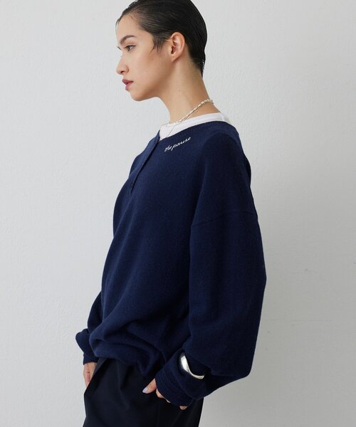THE PAUSE ニット セーター 「THE PAUSE」ヘンリーネック刺繍プル