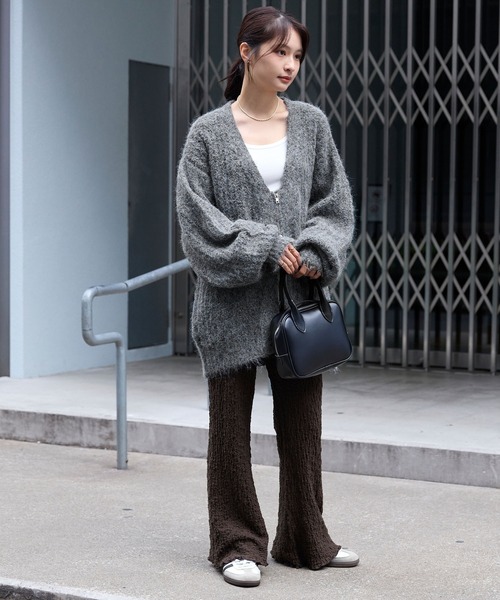 グレー ボリュームスリーブ アウター MONO-MART（モノマート） カーディガン ダブルジップ ボリューム