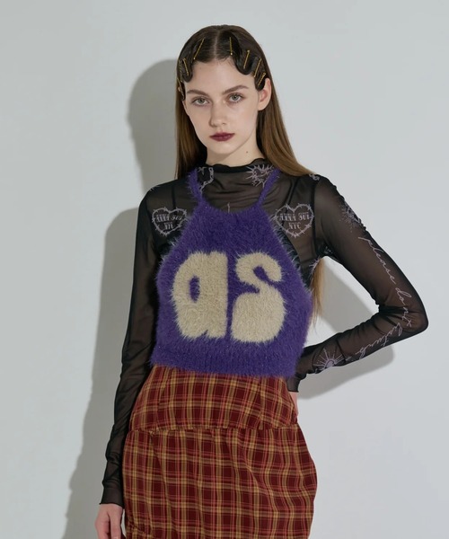 ANNASUI 赤 ボヘミアンスタイルキャミソール Kinetics（キネティクス） キャミソール ANNA SUI NYC Knit Halter