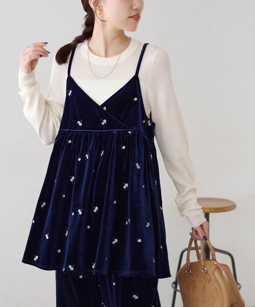 Discoat チュニック ベロア刺繍カシュクールキャミチュニック