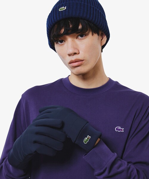 LACOSTE（ラコステ） 手袋 ナイロン×ダンボールニットコンビグローブ