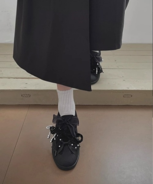 【美品】 y2kトレーニングシューズ 27.5㎝　スニーカー 黒 gossip!ロサンゼルス スニーカー 「Y2Kガーリー」レトロ×レース2WAY