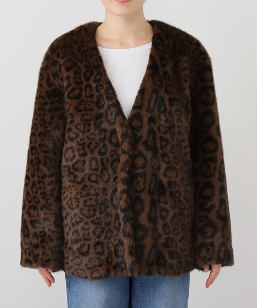 searoomlyn ファージップアップショートコート　レオパード searoomlynn eco ファーショートzip upコート - メルカリ