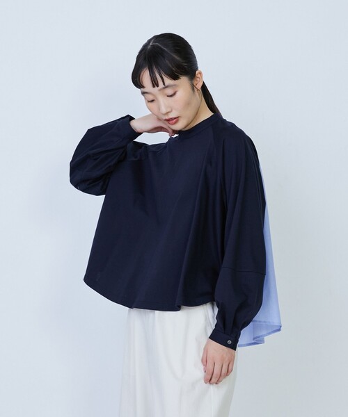LOISIR tシャツ コットンポンチコンビネーションブラウス レディース