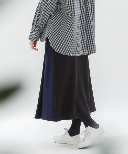 nop de nod（ノップドゥノッド） スカート ウール圧縮天竺2wayラップ