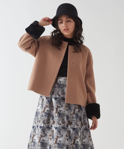 「TIARA」 ノーカラーコート 2 ベージュ レディース_画像2