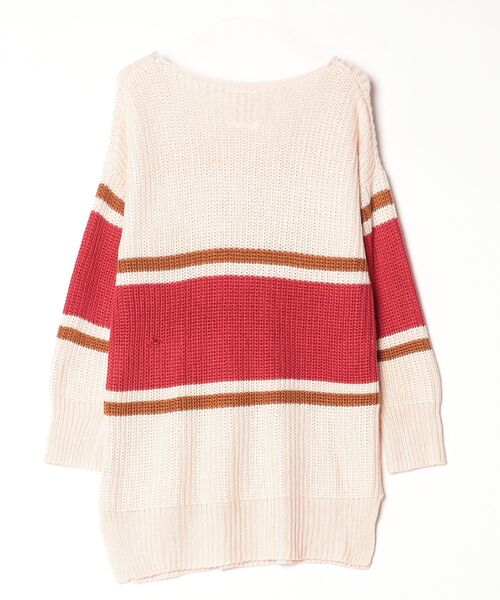 「LAYMEE」 ボーダー柄長袖ニット - ピンク レディース_画像2