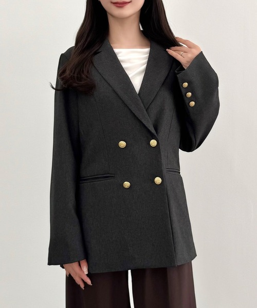 「CENEA」 テーラードジャケット LARGE グレイッシュベージュ レディース_画像3