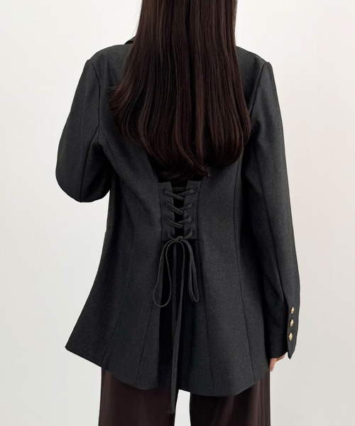 「CENEA」 テーラードジャケット LARGE グレイッシュベージュ レディース_画像4