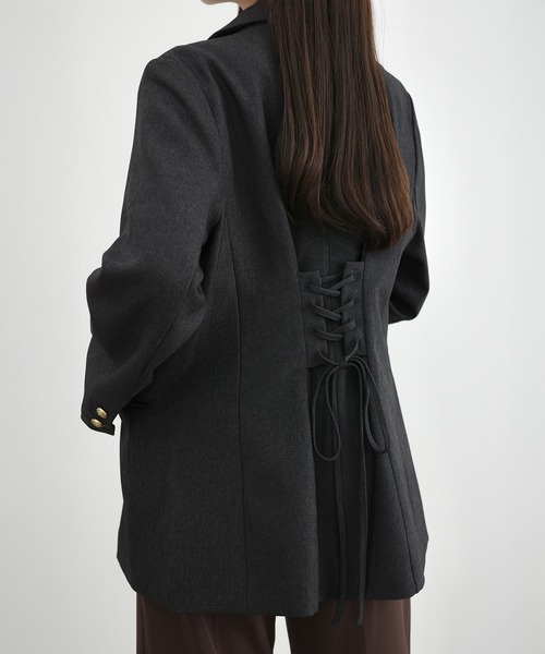 「CENEA」 テーラードジャケット LARGE グレイッシュベージュ レディース_画像6