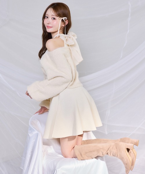 後ろが派手‼️d.i.a アイボリー ジッパー付きミニワンピース one after another NICE CLAUP ワンピース 「S/Mサイズ展開」2way