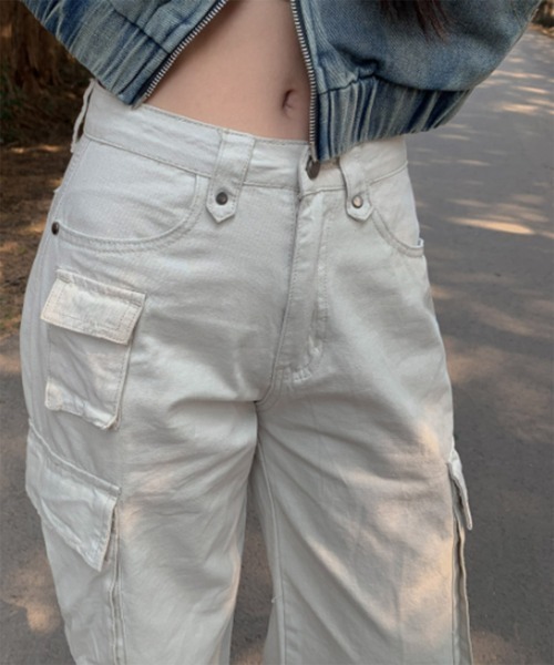 「by muni:r」 カーゴパンツ MEDIUM クリーム レディース_画像9