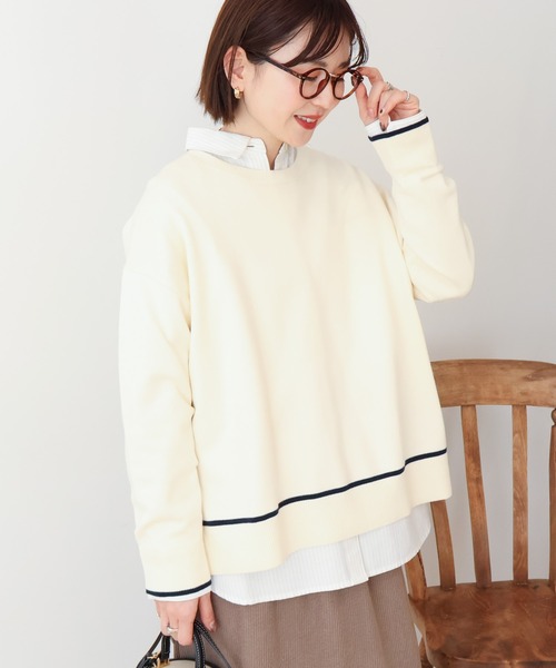 ヨリyori バイカラークルーネックニット38グレー30800円極美品 AMERICAN HOLIC（アメリカンホリック） ニット セーター バイカラー