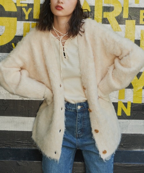 「Auntie Rosa Holiday」 ニットカーディガン FREE グレー レディース_画像3