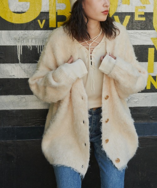 「Auntie Rosa Holiday」 ニットカーディガン FREE グレー レディース_画像4