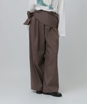 ワイドパンツ パンツ サッシュベルトチェックパ...の詳細画像3