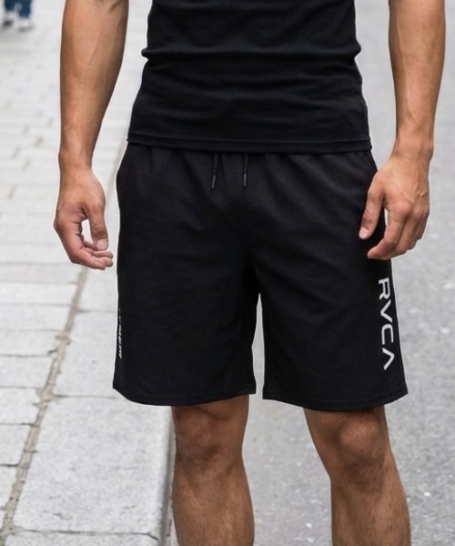 RVCA サイドロゴテープ パンツ 黒 RVCA（ルーカ） ハーフパンツ パンツ OPPOSITE WS ドローコード付き