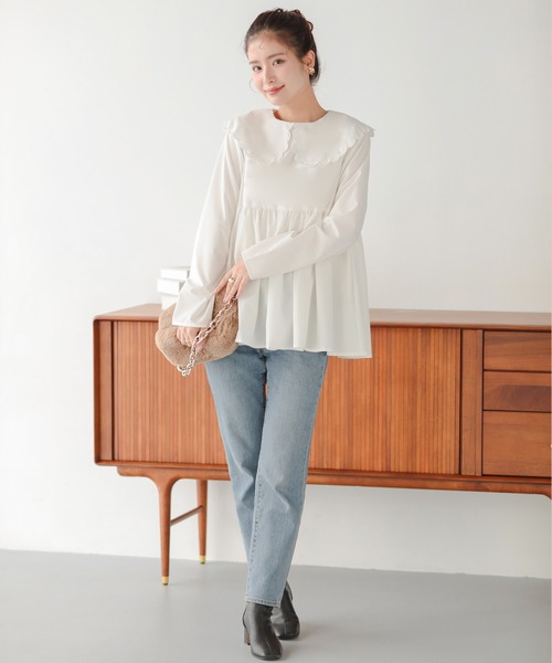 「Fit more」 長袖ブラウス FREE ベージュ レディース_画像6