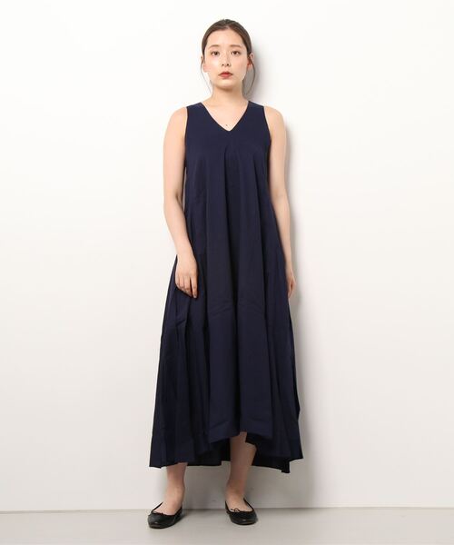 「NOBLE」 「MARIHA」ノースリーブワンピース 36 ネイビー レディースの画像