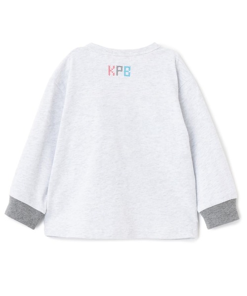 KP BOY（ケーピーボーイ） tシャツ 電車柄クロス刺しゅう 長袖Tシャツ