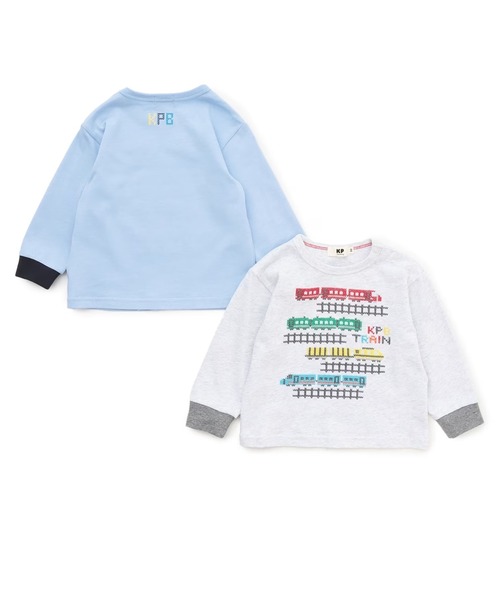 KP BOY（ケーピーボーイ） tシャツ 電車柄クロス刺しゅう 長袖Tシャツ