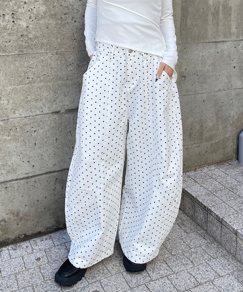 Roger&Raw（ロジャーアンドロウ） ワイドパンツ パンツ ドット柄ワイド