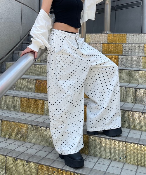 Roger&Raw（ロジャーアンドロウ） ワイドパンツ パンツ ドット柄ワイド
